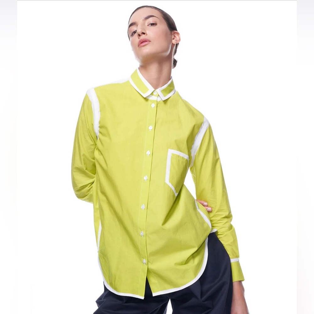 (A74) NWT The Knit | Zoe Button down In Lime